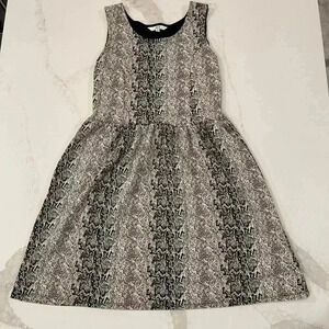 Jack Midi A-Line Snakeskin Tank Dress Sleeveless Round Neck Tan/Black Womens Med